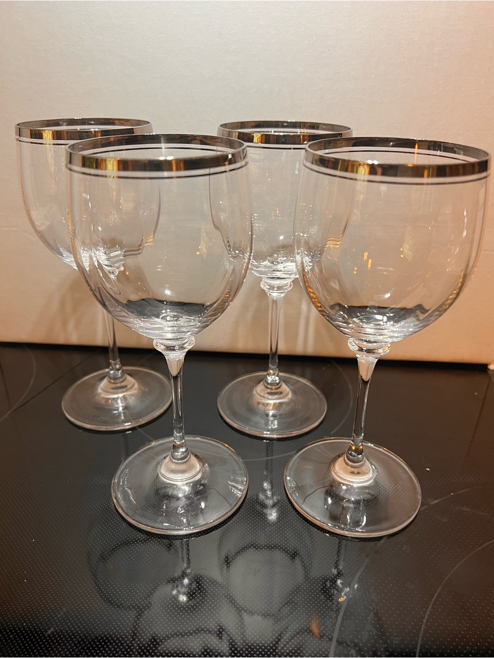 Mikasa Stephanie Platinum Crystal Wine Glasses Set of 4